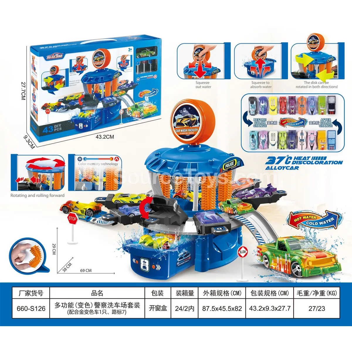 Multifunctional (Color-Changing) Police Car Wash Set (with 1 Color-Changing Alloy Car & 7 Road Signs) Multifunctional (Color-Changing) Police Car Wash Set (with 1 Color-Changing Alloy Car & 7 Road Signs)