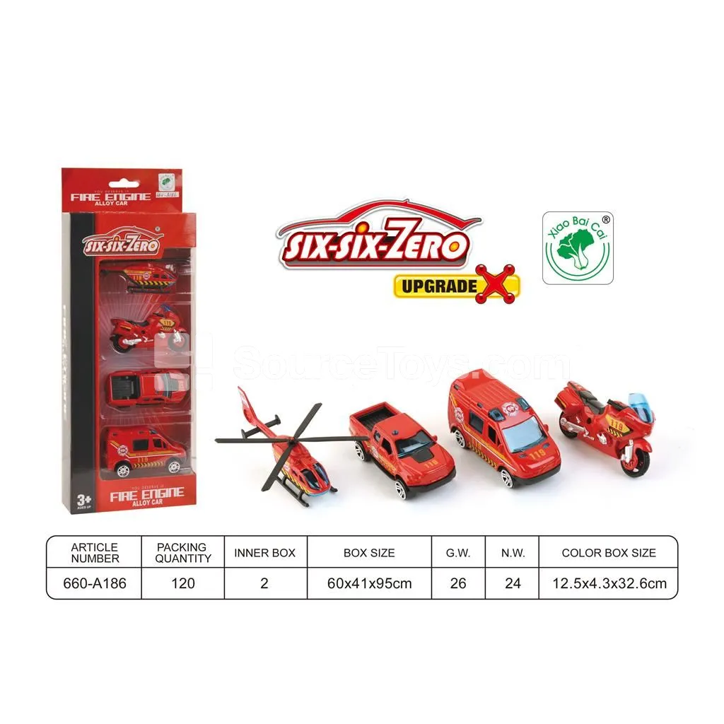 Alloy Fire Truck Set 4-Pack Large