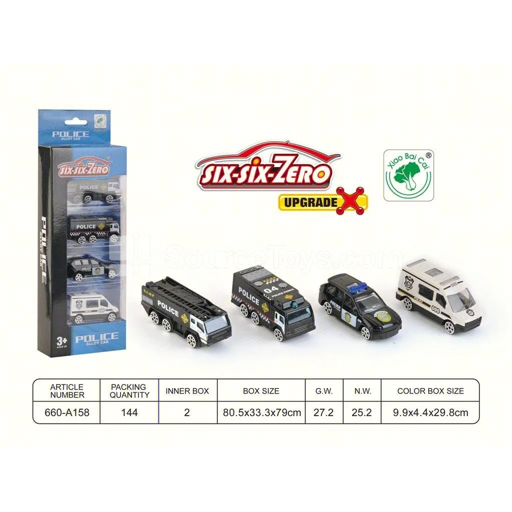 Police Alloy Car Set (4 pcs)