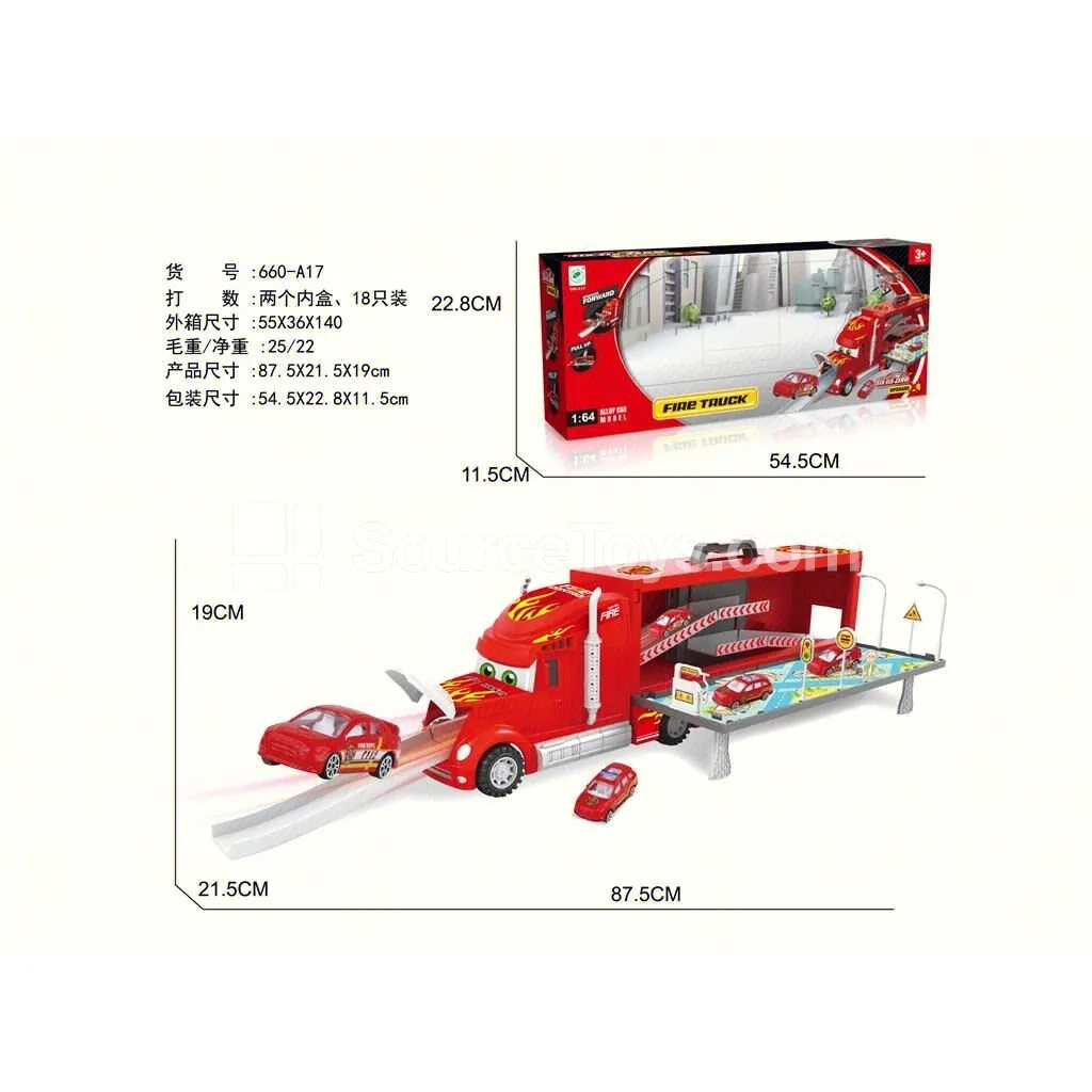 Alloy Fire Station Parking Set (2 Alloy Cars & 1 Airplane)