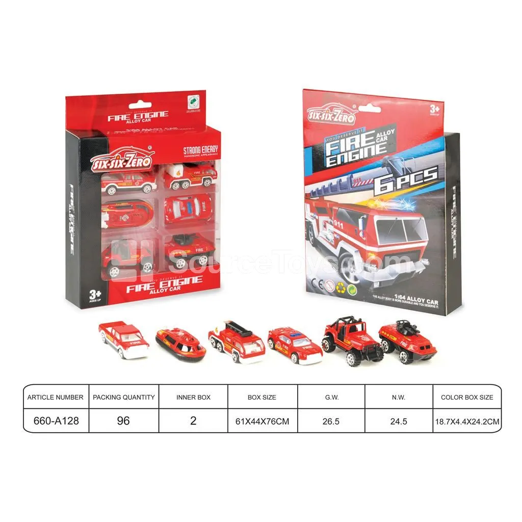 Fire Engine Alloy Car Set (6 pcs)