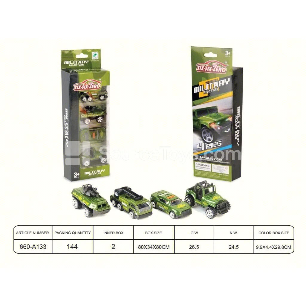 Military Alloy Car Set (4 Pcs)