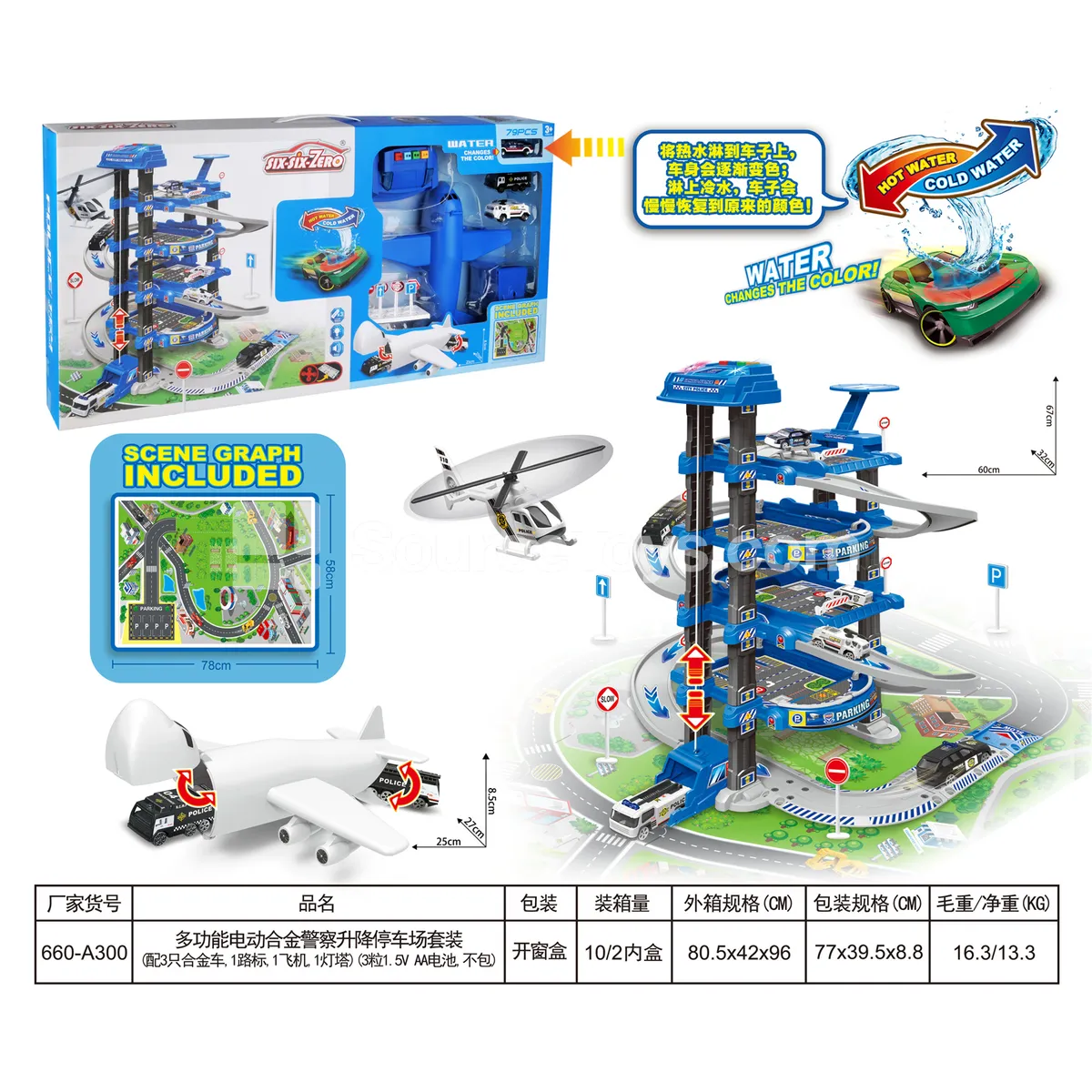 Multifunctional Electric Police Parking Garage with Alloy Cars