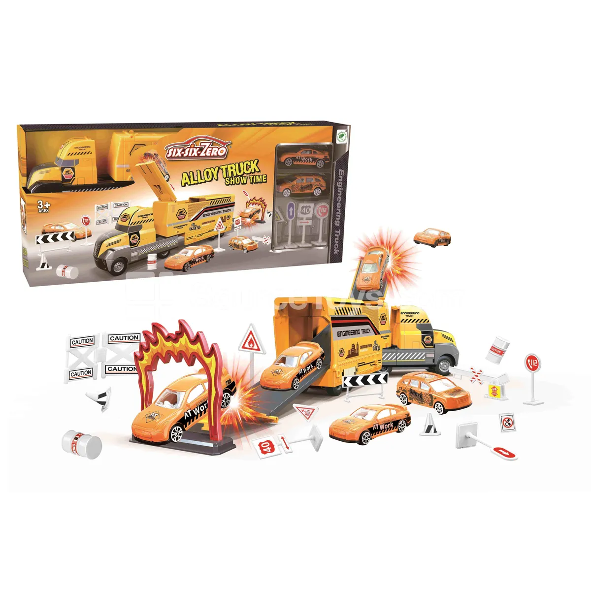 Alloy Construction Inertia Truck & Parking Garage Set Alloy Construction Inertia Truck & Parking Garage Set