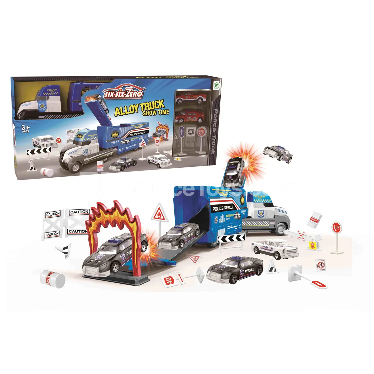 Alloy Police Inertia Truck & Parking Lot Set Alloy Police Inertia Truck & Parking Lot Set
