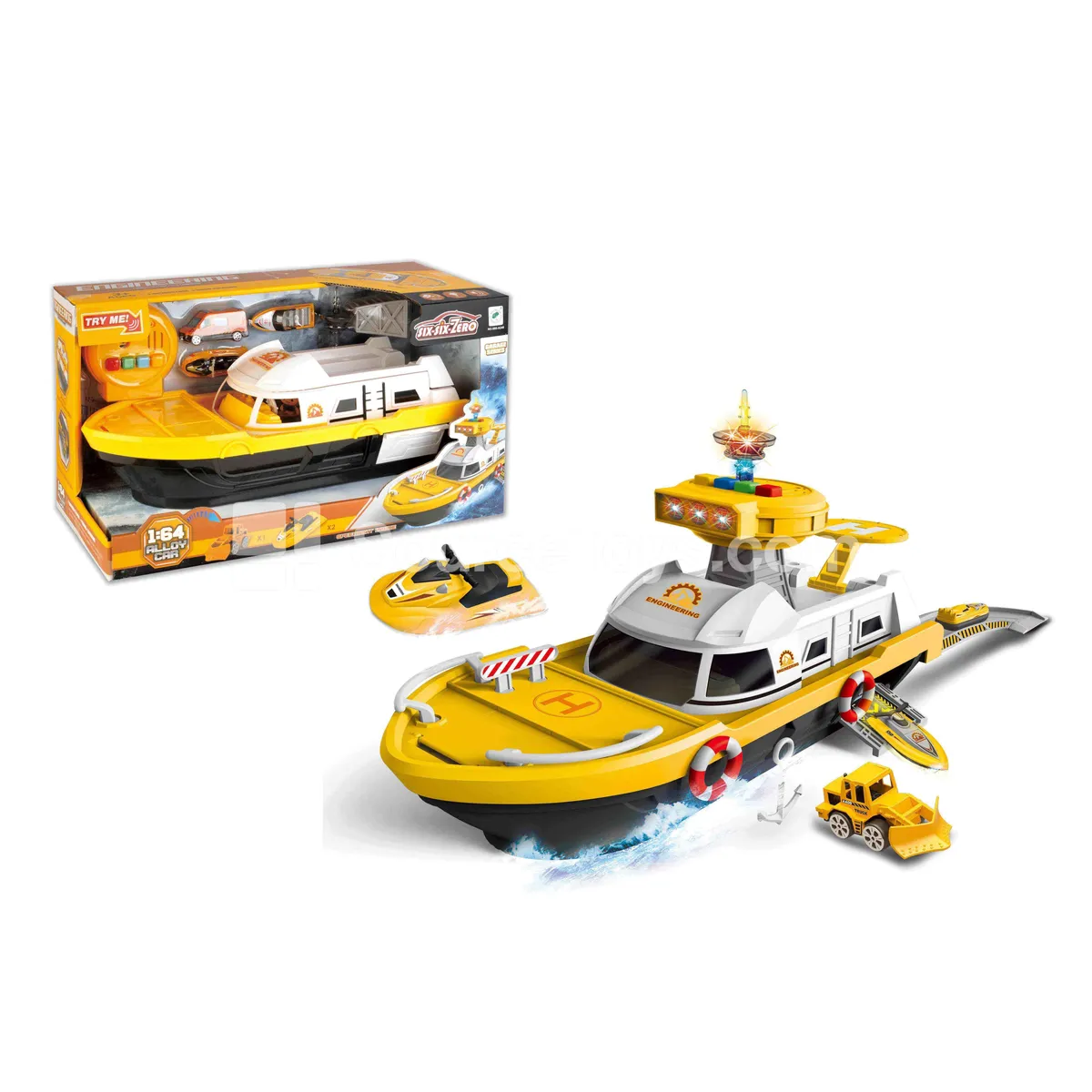 Alloy Storage Engineering Aircraft Carrier (with 1 car, 2 boats, 1 lighthouse, 3 AG13 button cells)