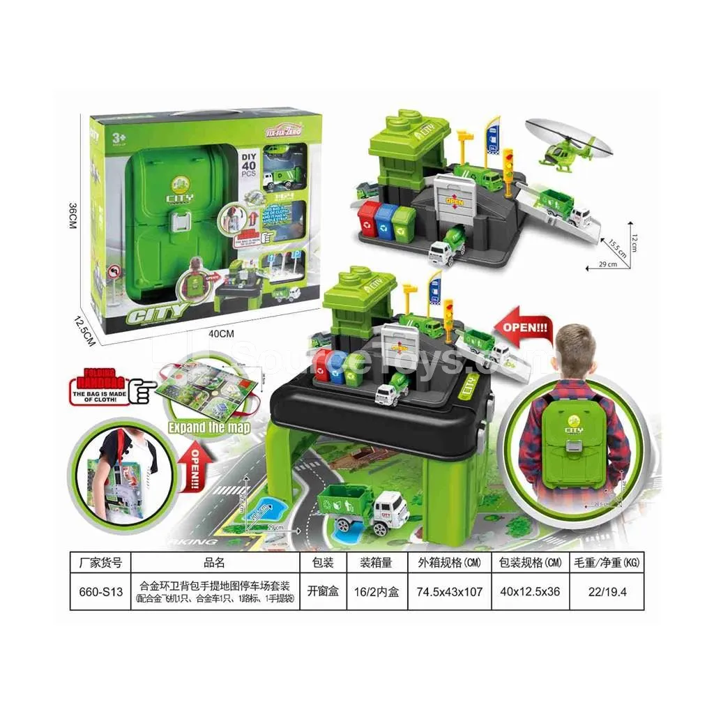 Alloy City Backpack Map Parking Lot Set with Alloy Plane and Car Alloy City Backpack Map Parking Lot Set with Alloy Plane and Car