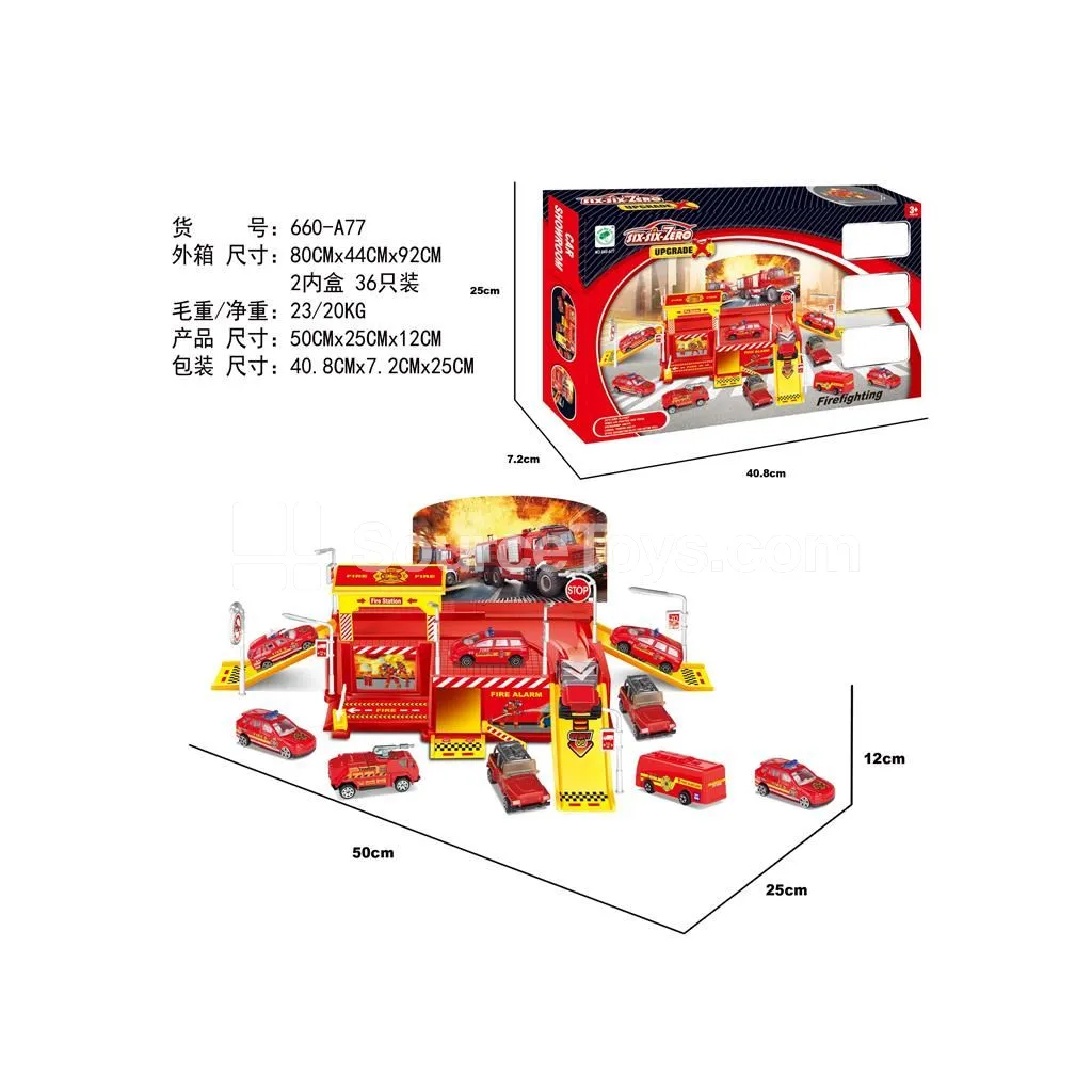 Alloy Fire Station Parking Playset Alloy Fire Station Parking Playset