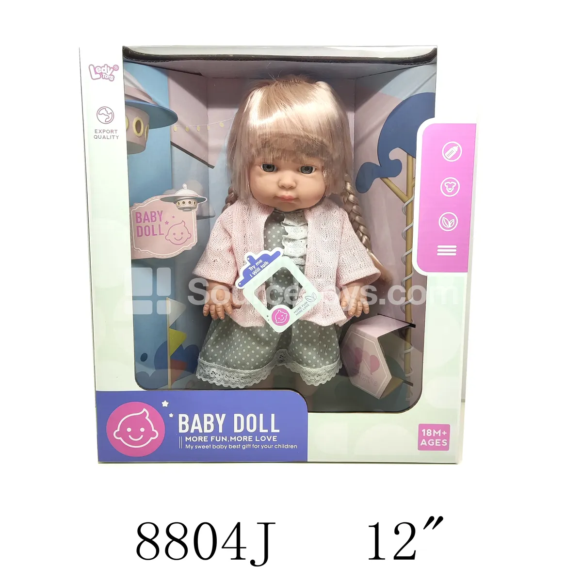 Lifelike Vinyl Doll 12 inch 12 Sounds Battery Included 3*AG13