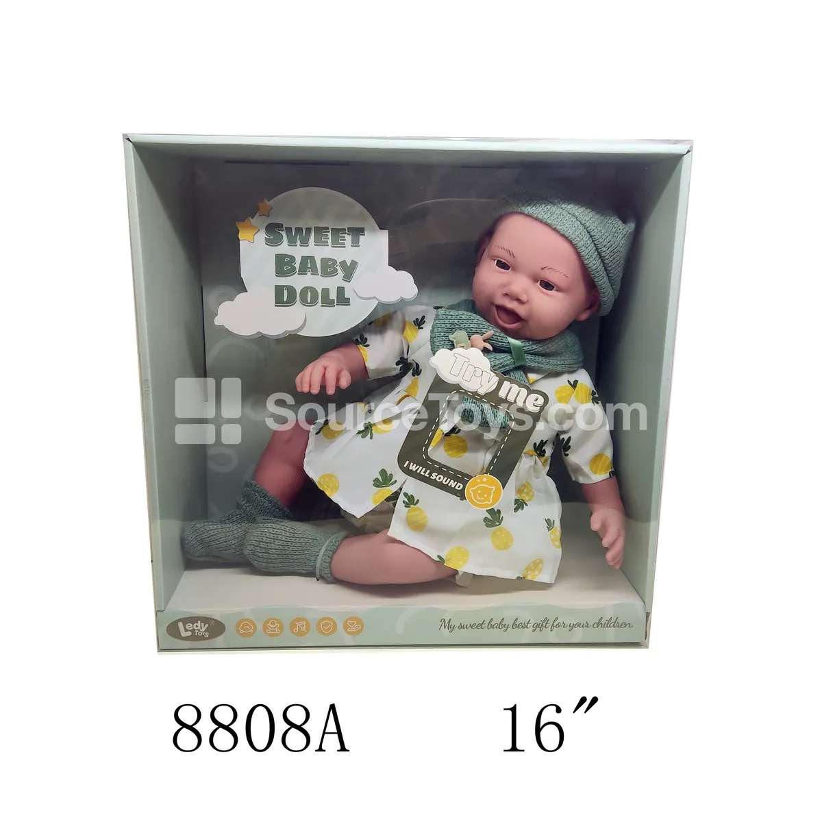 16-inch Vinyl Doll with Cotton Body, 12 Sounds, Movable Limbs, Battery Included