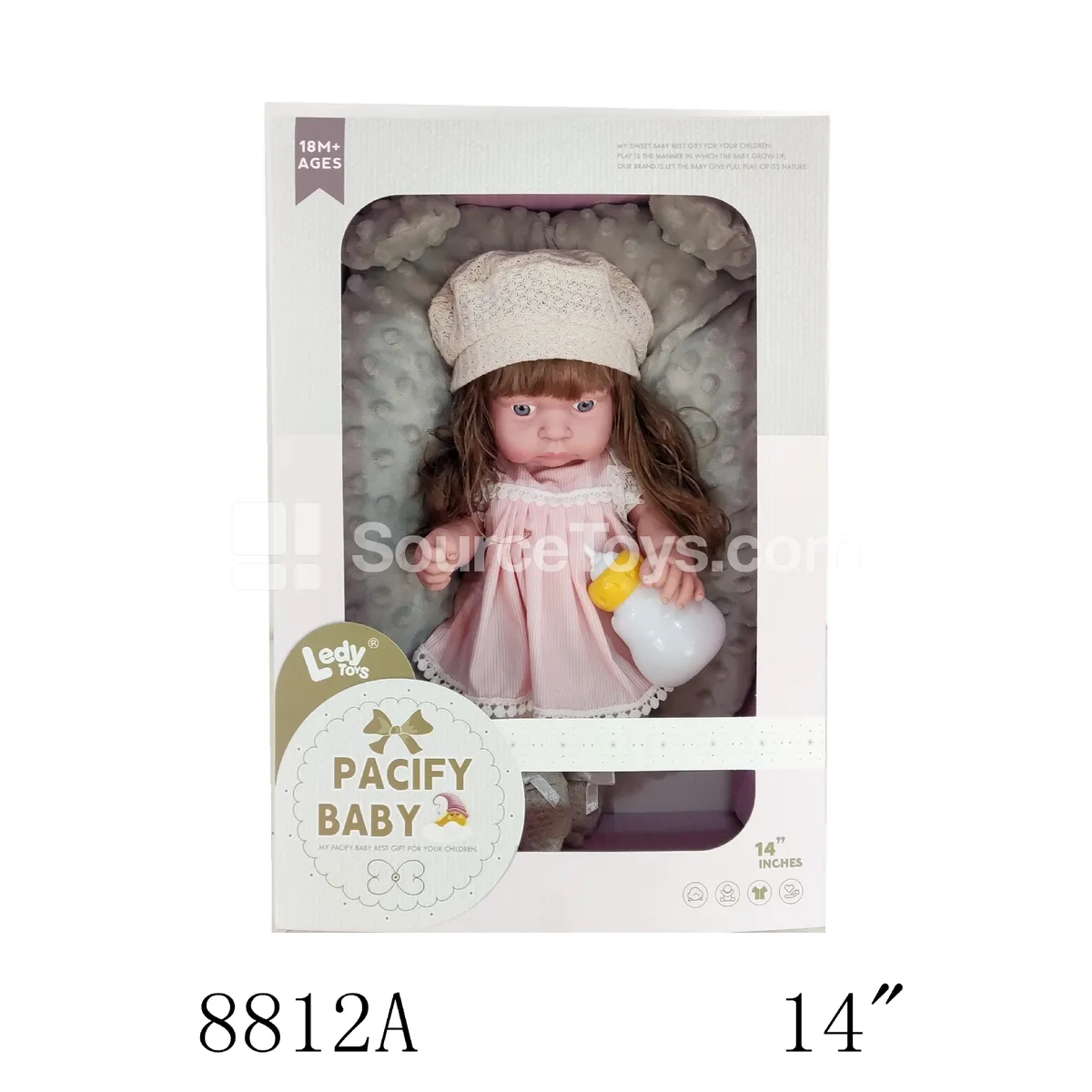 14-inch All-Vinyl Fashion Doll Set with Pillow and Bottle