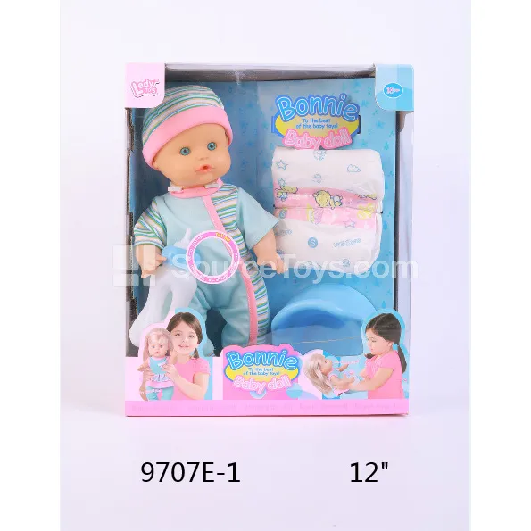 12-inch Drinking & Peeing Boy Doll with 12 Sounds, Bottle, Diaper, Potty