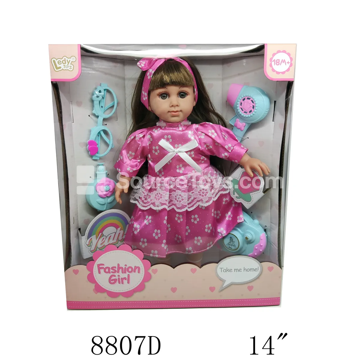 14-inch Vinyl Fashion Doll with Cotton Body, Princess Dress, and Accessories