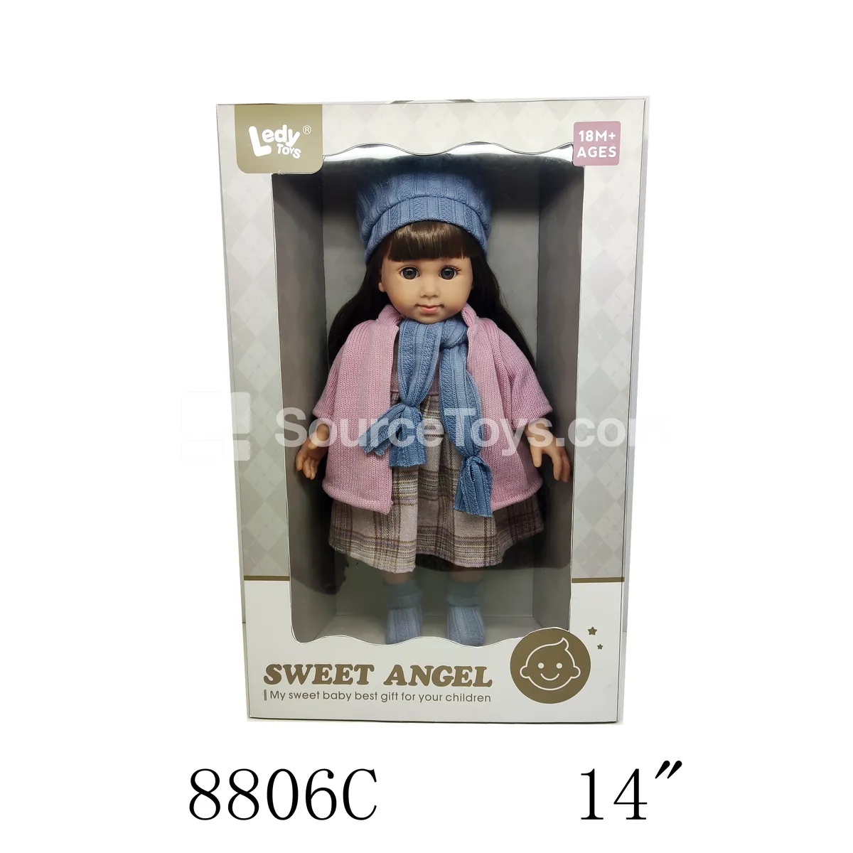14-inch Vinyl Doll with Cotton Body & Straight Legs, Girl Outfit Set