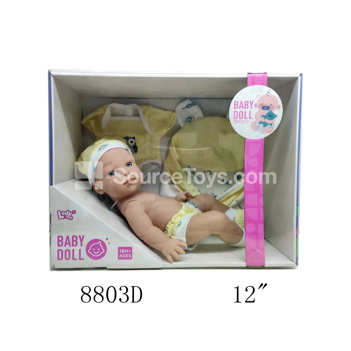 12-inch Vinyl Figure Doll with Bodysuit and Swaddle