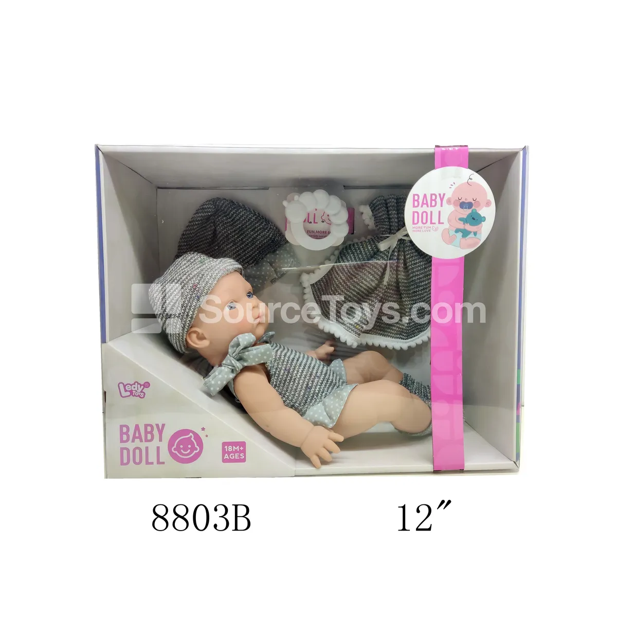 12-inch Vinyl Doll Set with Hat, Scarf & Caterpillar Rattle