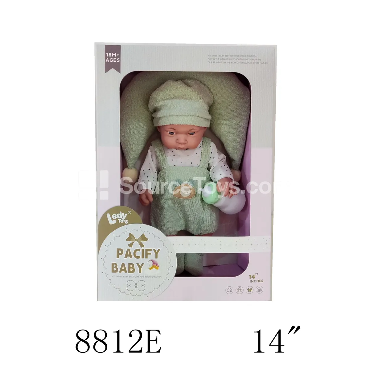 14-inch Vinyl Baby Doll with Pillow and Bottle