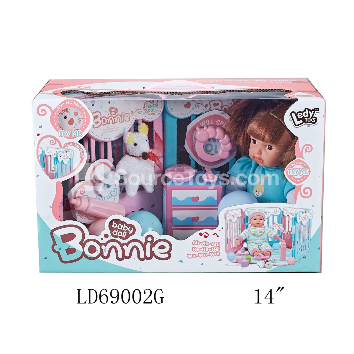 14-inch Vinyl Doll with Music, Light, and Fence Accessories