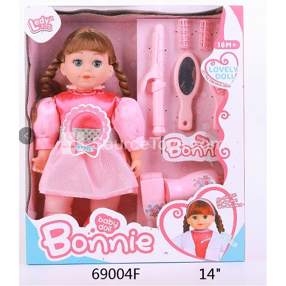 Vinyl Fashion Doll 14in with Stuffed Body, 12 Sounds, Hair Styling Set