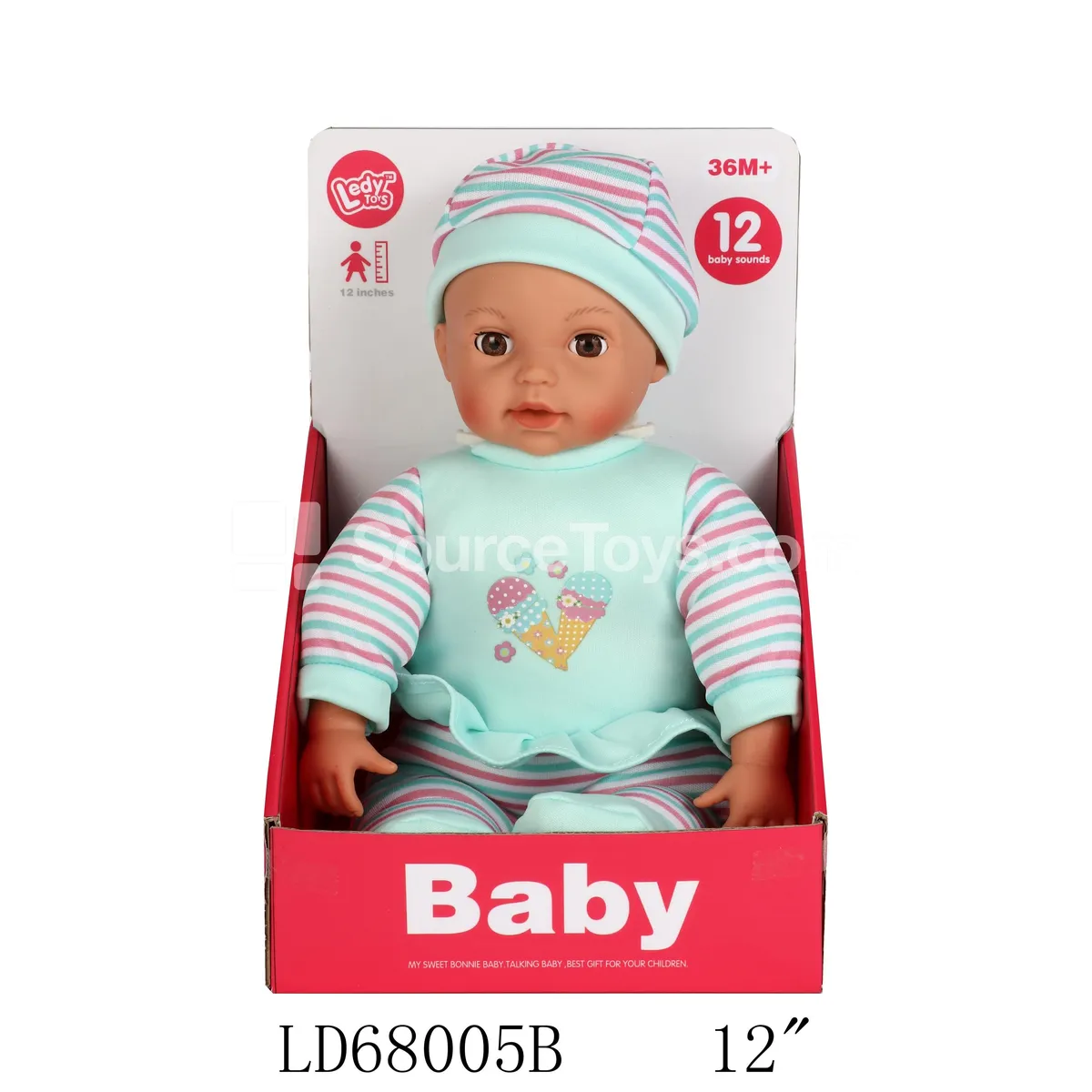 12-Inch Vinyl Doll with 12 Sounds, Sitting, Cotton-Filled