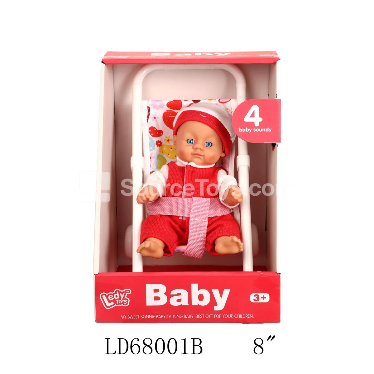 8" Vinyl Figure Doll with Sound & Stroller 8