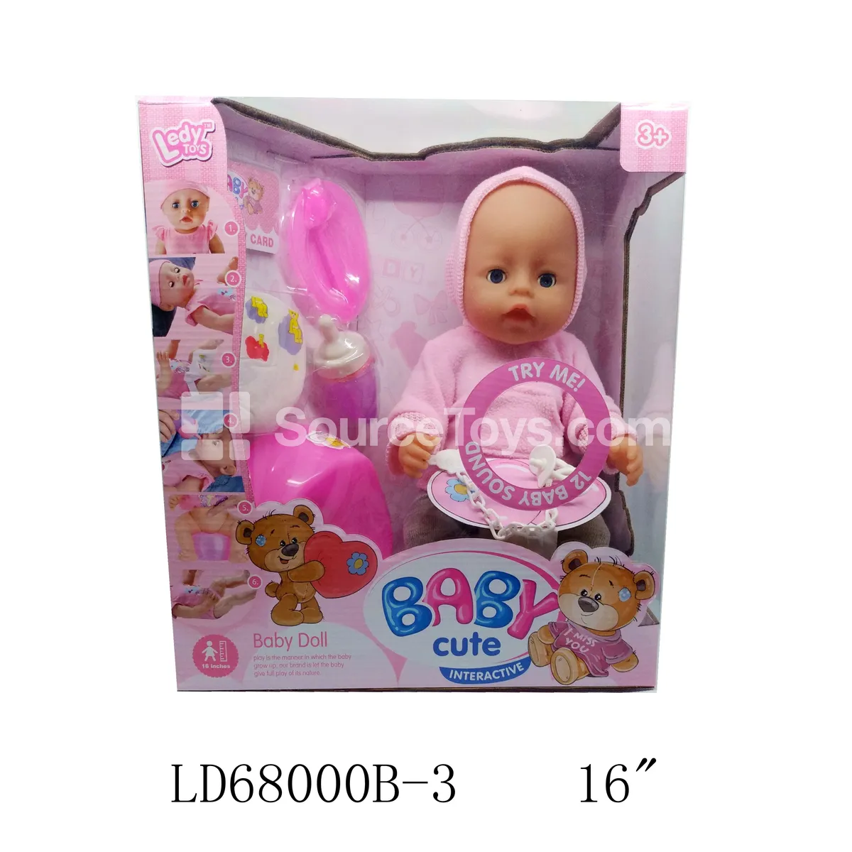 Vinyl Doll with 12 Sounds, Drinking & Wetting, Moving Eyes, Winter Outfit Set
