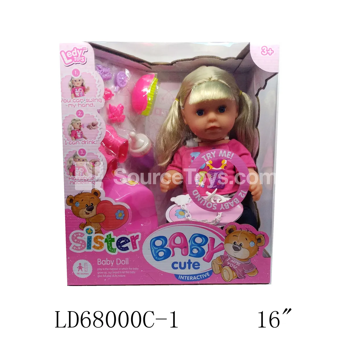 Vinyl Baby Doll with 12 Sounds, Drinking and Urinating Function, Fashion Set with Accessories