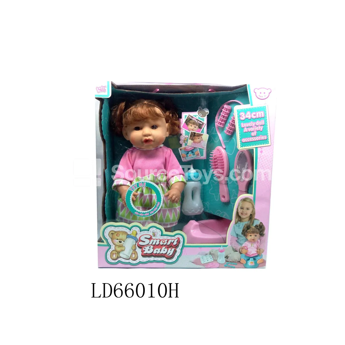 14-inch Vinyl Doll with 12 Sounds, Drinking & Wetting, Triangle Skirt, and Accessories 14-inch Vinyl Doll with 12 Sounds, Drinking & Wetting, Triangle Skirt, and Accessories