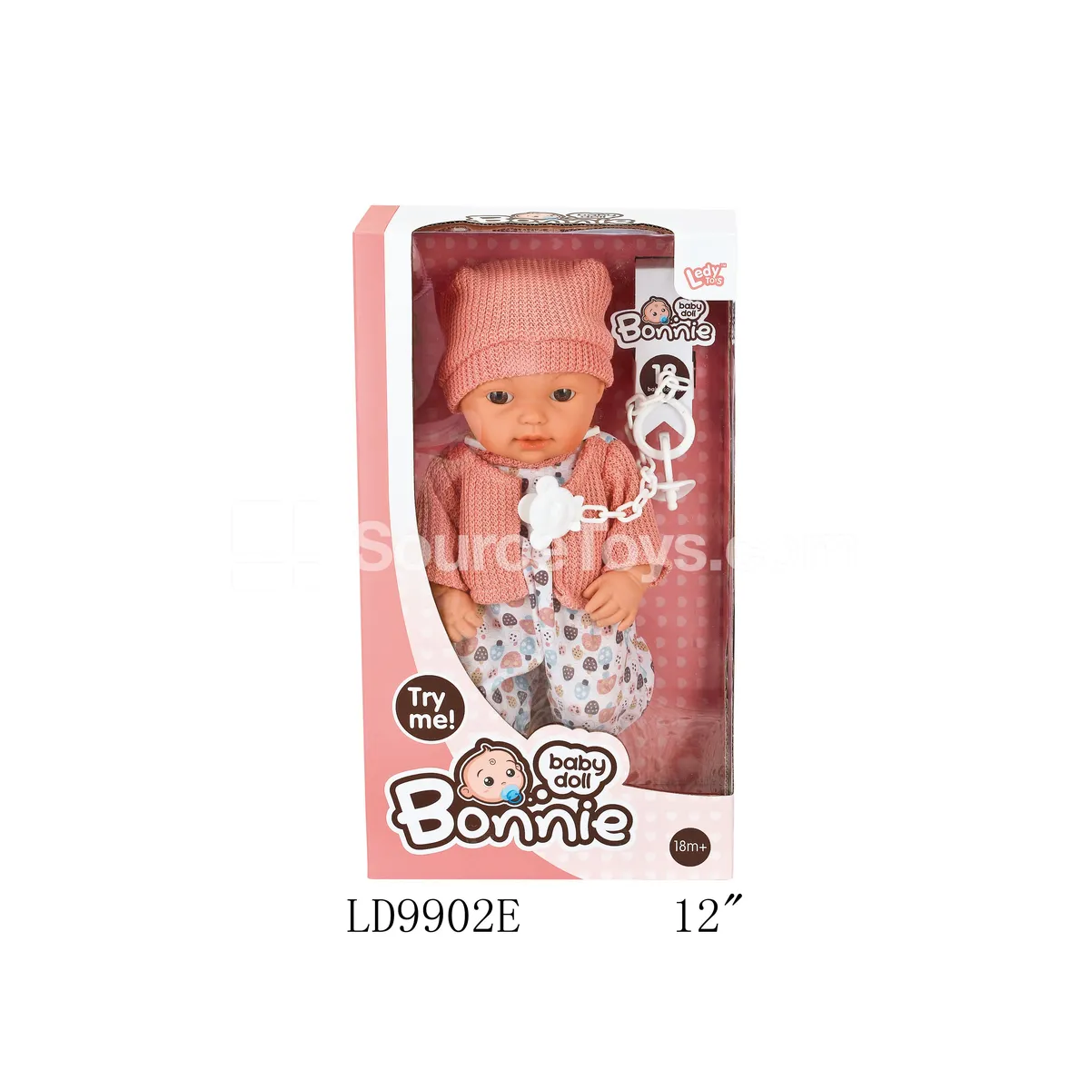 12-Inch Vinyl Baby Doll with 12 Sounds and Pacifier Chain 12-Inch Vinyl Baby Doll with 12 Sounds and Pacifier Chain