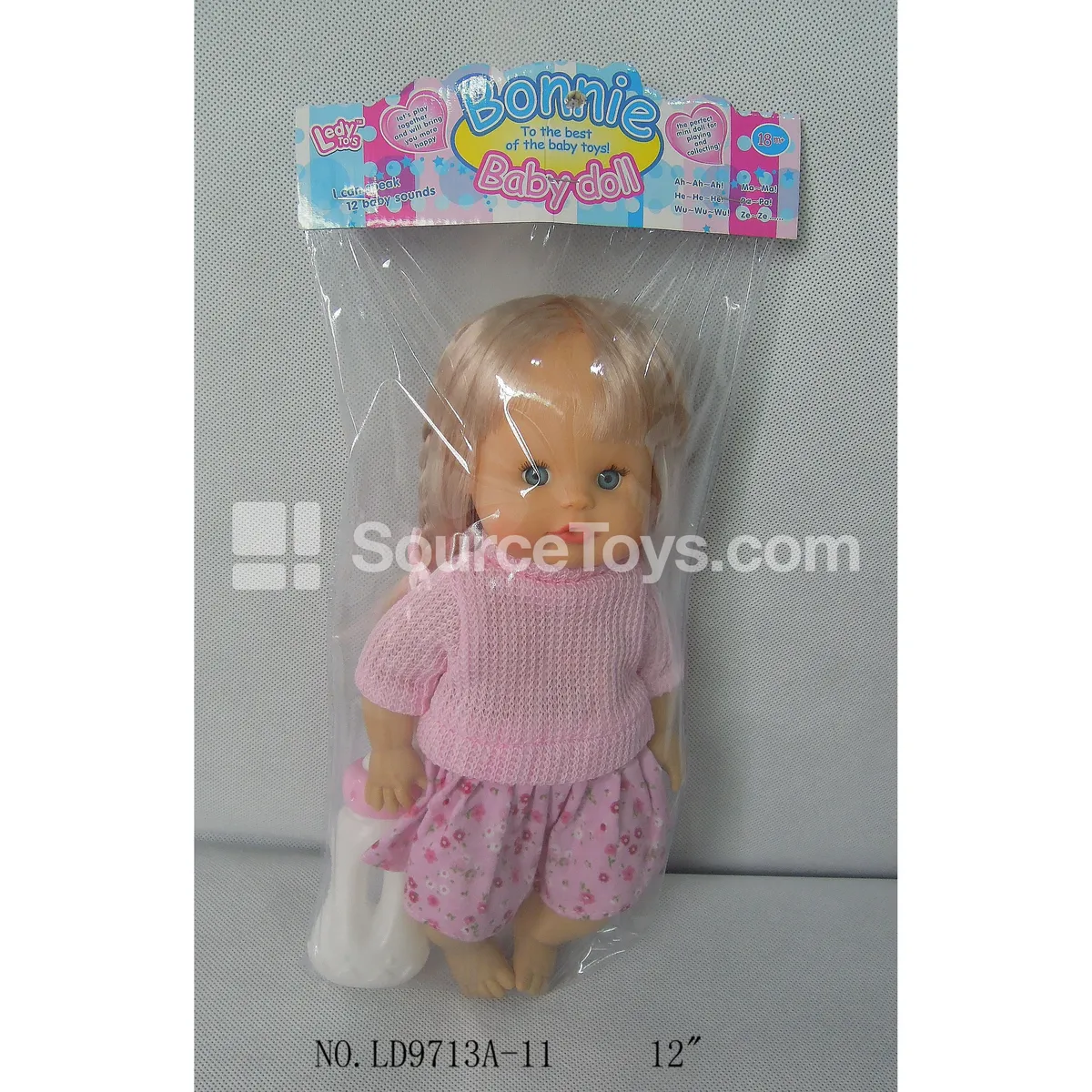 12" Vinyl Doll Drinking & Wetting with 12 Sounds and Bottle 12