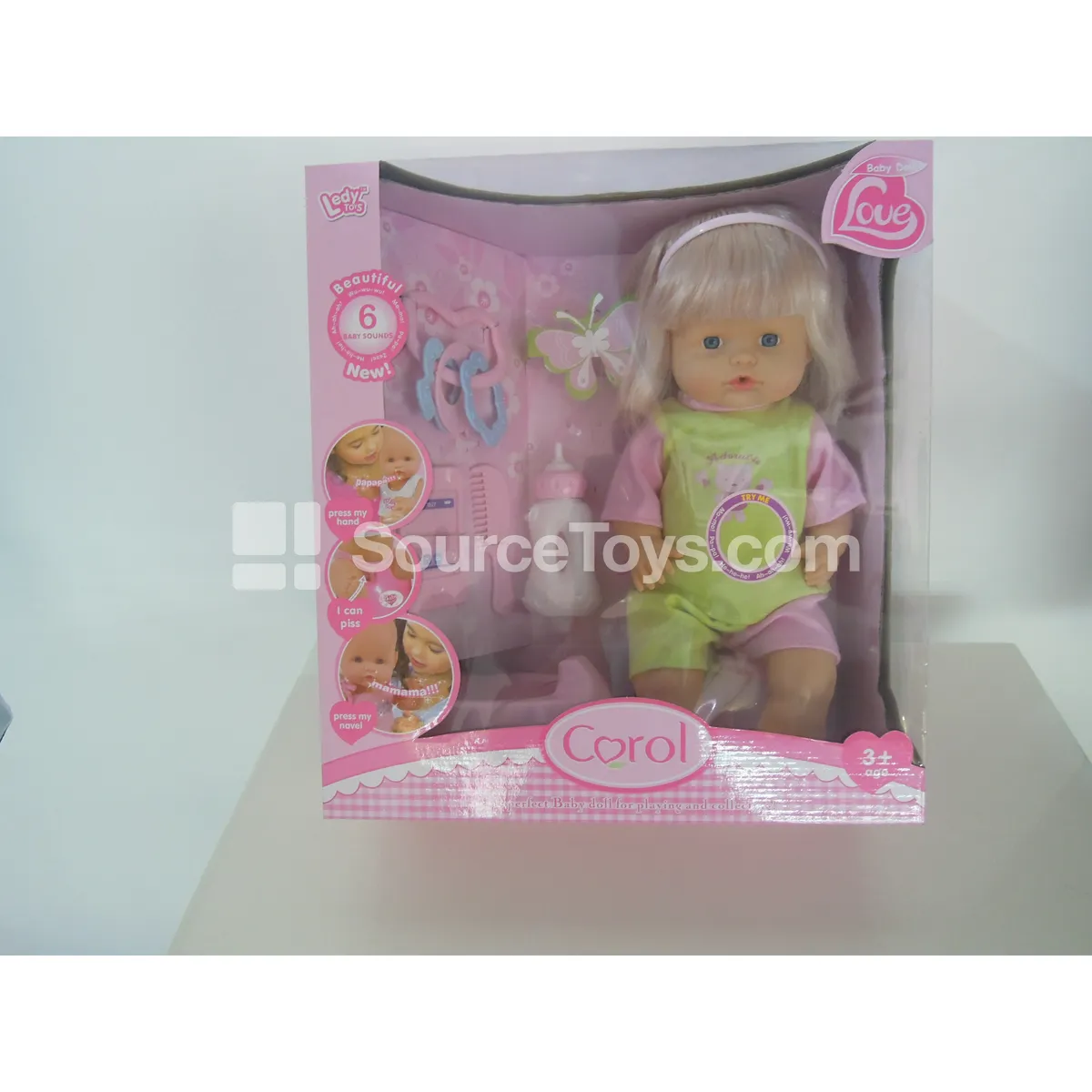 16-inch Vinyl Drinking & Wetting Doll with Phone, Bottle, Comb & Potty (12 Sounds IC, Battery Included) 16-inch Vinyl Drinking & Wetting Doll with Phone, Bottle, Comb & Potty (12 Sounds IC, Battery Included)