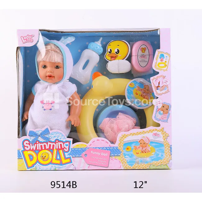 12" Vinyl Doll with Drinking & Wetting Feature, Includes Duck, Bottle & Potty 12