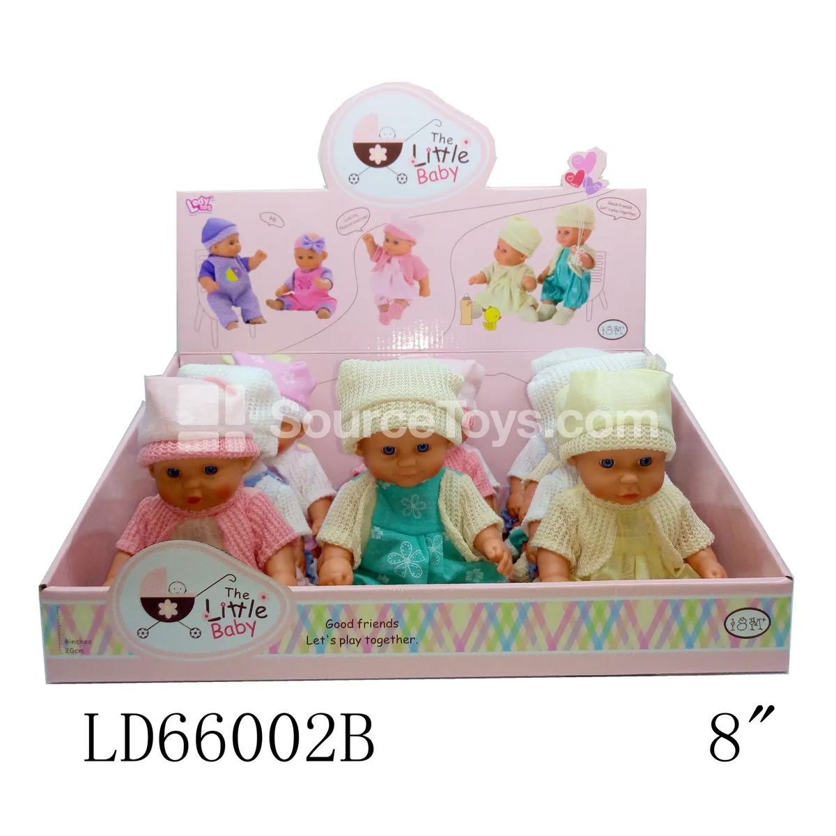 8-inch Vinyl Doll with Wool Sweater, 12 pcs/Set