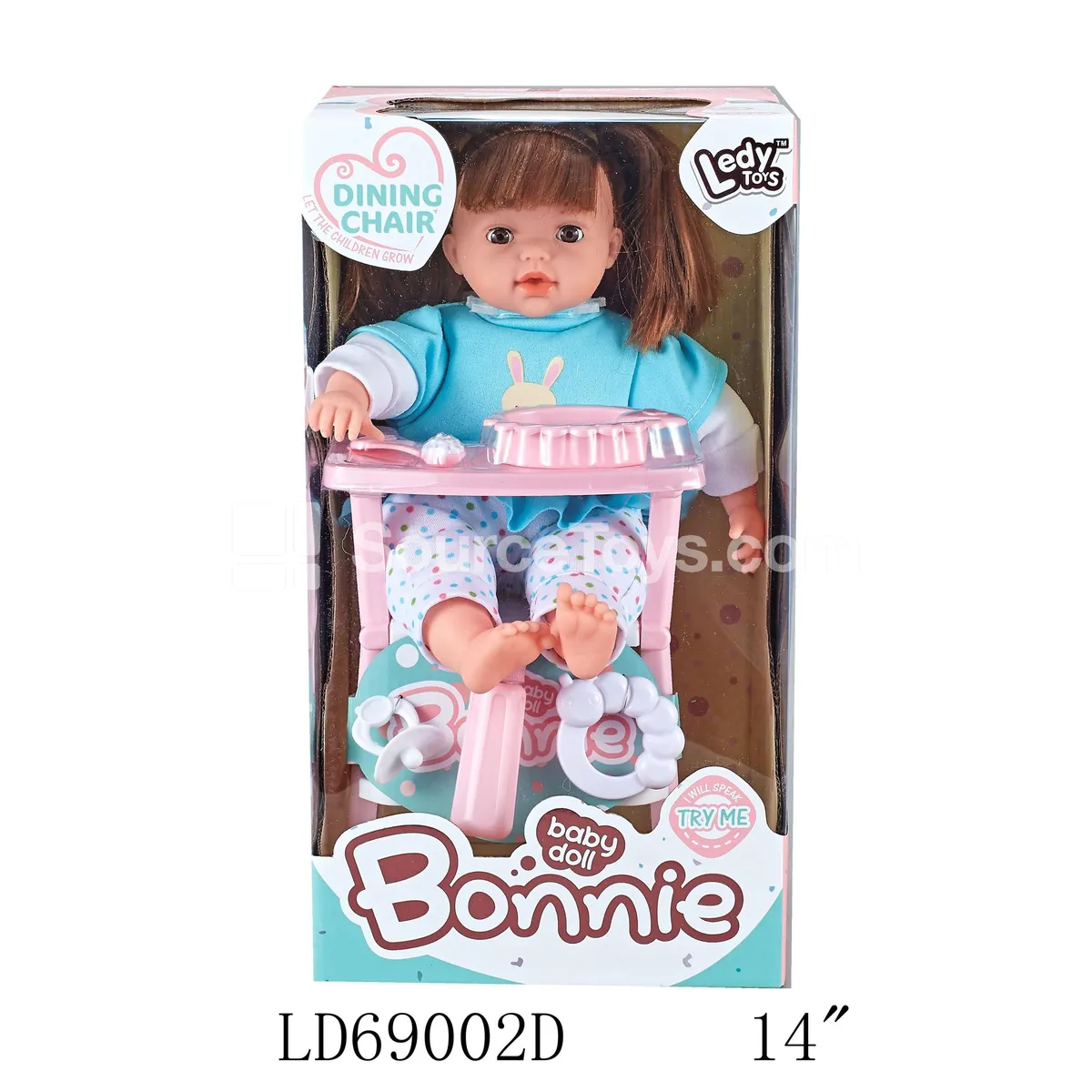Realistic Vinyl Doll 14 Inch with 12 Sounds, Dining Cart & Accessories