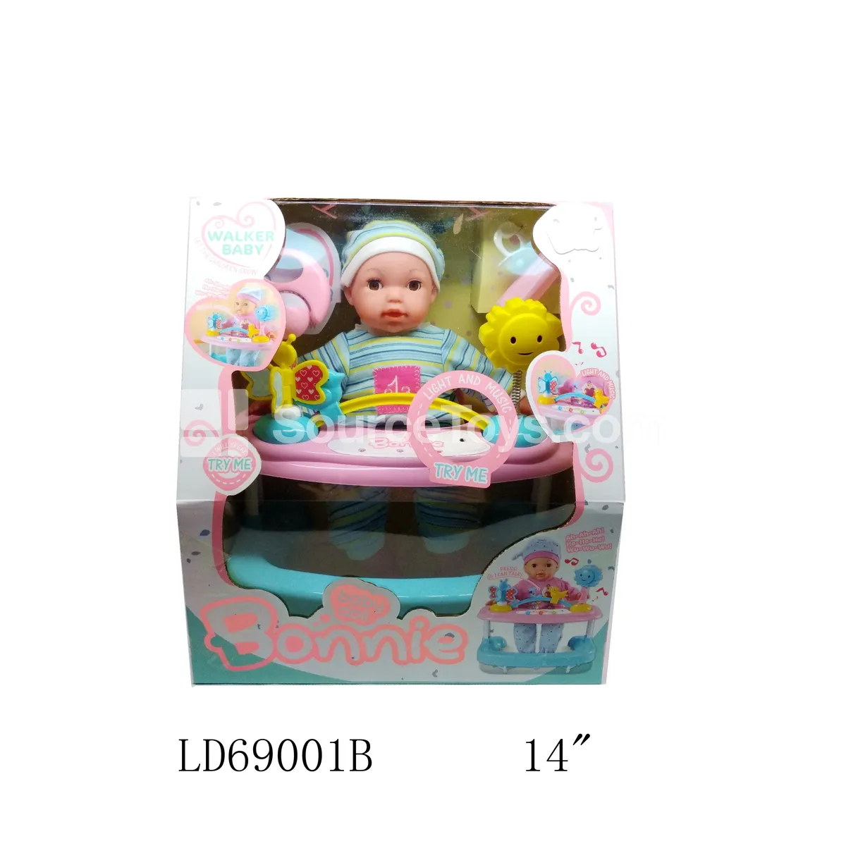 14-inch Vinyl Doll with Music & Light Walking Toy