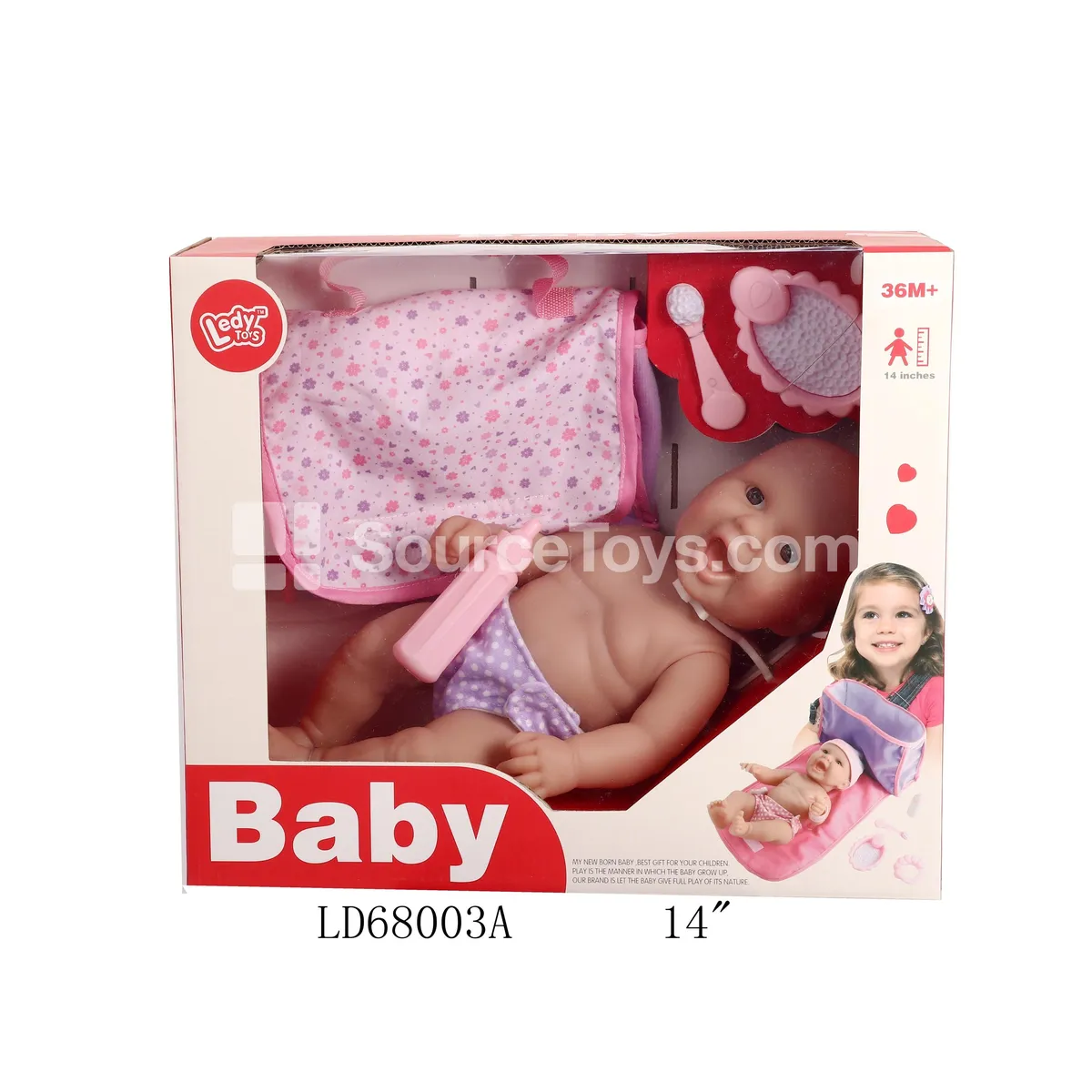 14-inch Vinyl Newborn Baby Doll with Carrier and Accessories 14-inch Vinyl Newborn Baby Doll with Carrier and Accessories