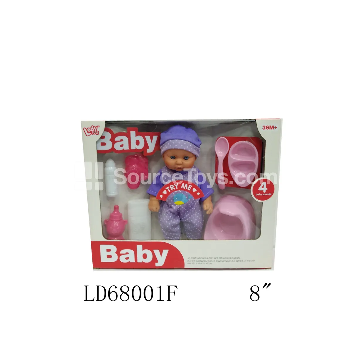 Realistic Vinyl Doll 8 Inch with Sound and Accessories
