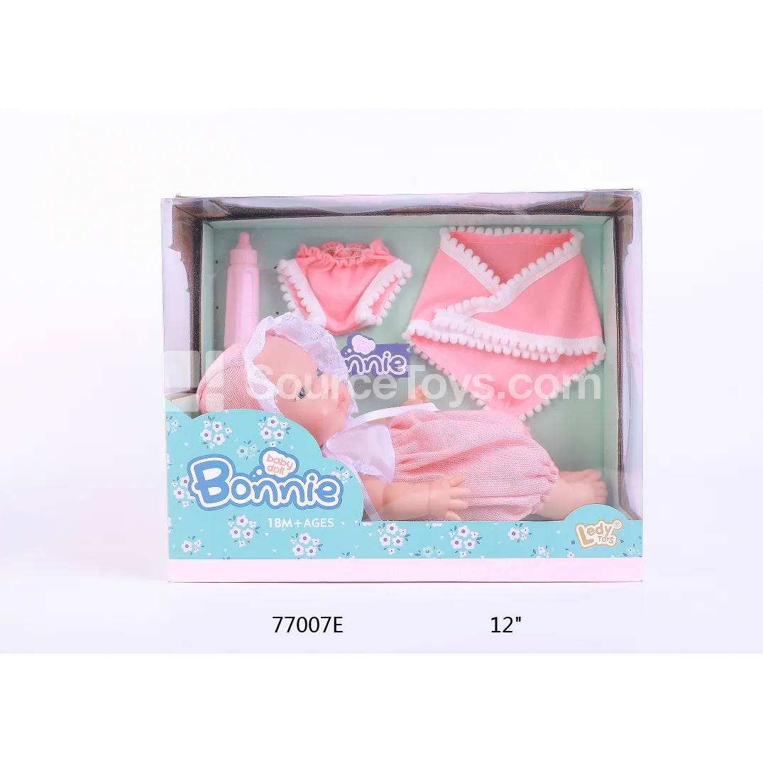 Vinyl Baby Doll Set 12 inch 2-Piece with Outfit, Bib & Bottle