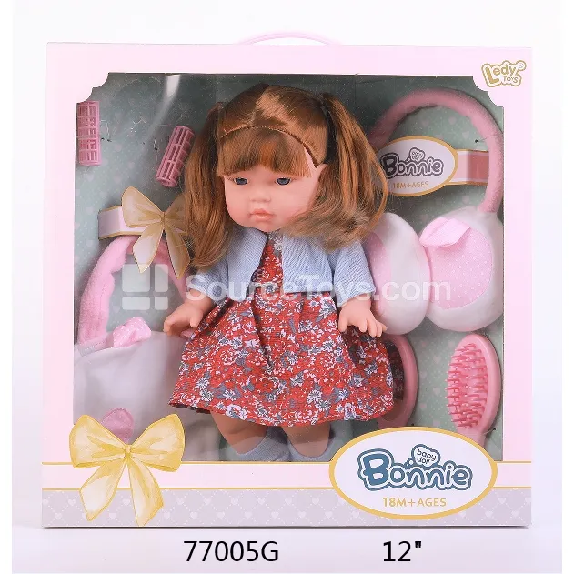 12-inch All-Vinyl Fashion Doll with Earrings, Handbag & Hair Styling Accessories