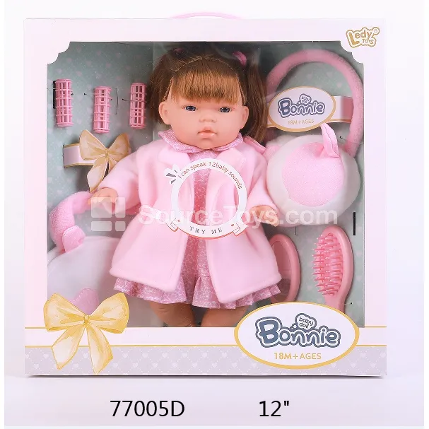 12-inch Vinyl Doll with Fabric Body, Winter Outfit, 12 Sounds, Earphones, Handbag, Hair Styling Accessories
