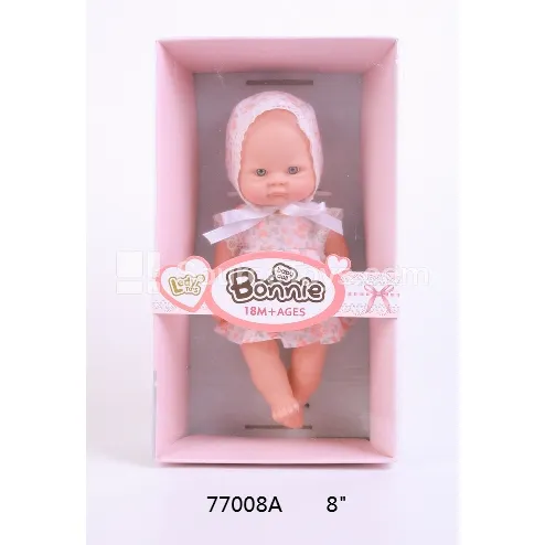 8-Inch Vinyl Doll Set with Floral Dress (3-Piece)