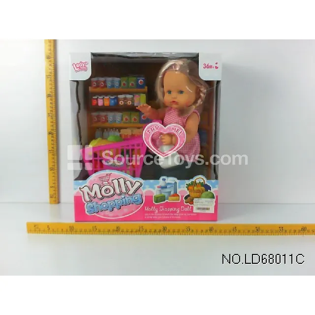 16-inch Vinyl Doll with Drinking, Peeing, and Sound Functions, Shopping Cart, Fruit, and Bottle 16-inch Vinyl Doll with Drinking, Peeing, and Sound Functions, Shopping Cart, Fruit, and Bottle
