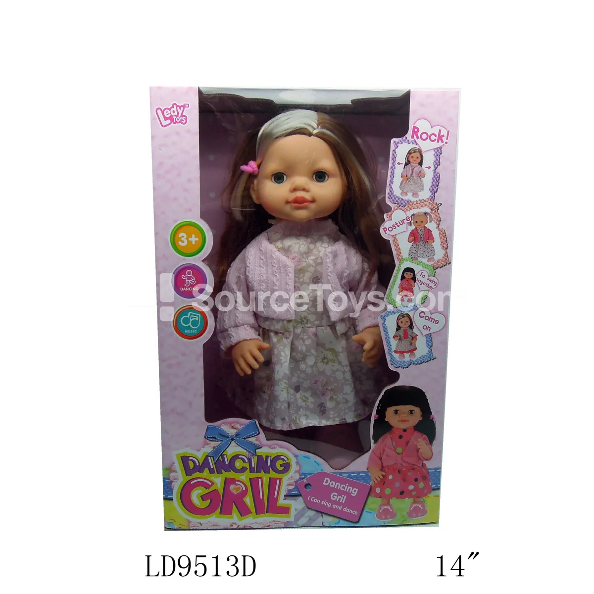 14-inch Vinyl Dancing Singing Fashion Doll in Pink Coat Dress