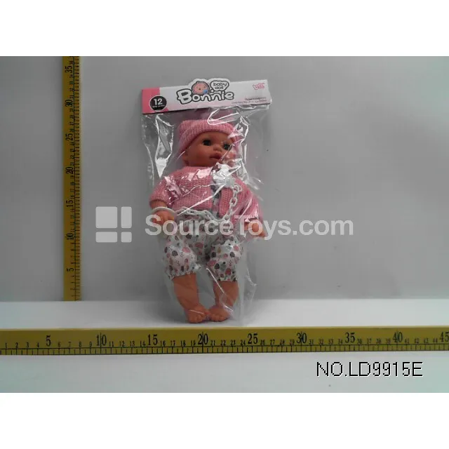 12-inch Vinyl Doll with 12 Sounds, Filled with Cotton, Pacifier Chain Included