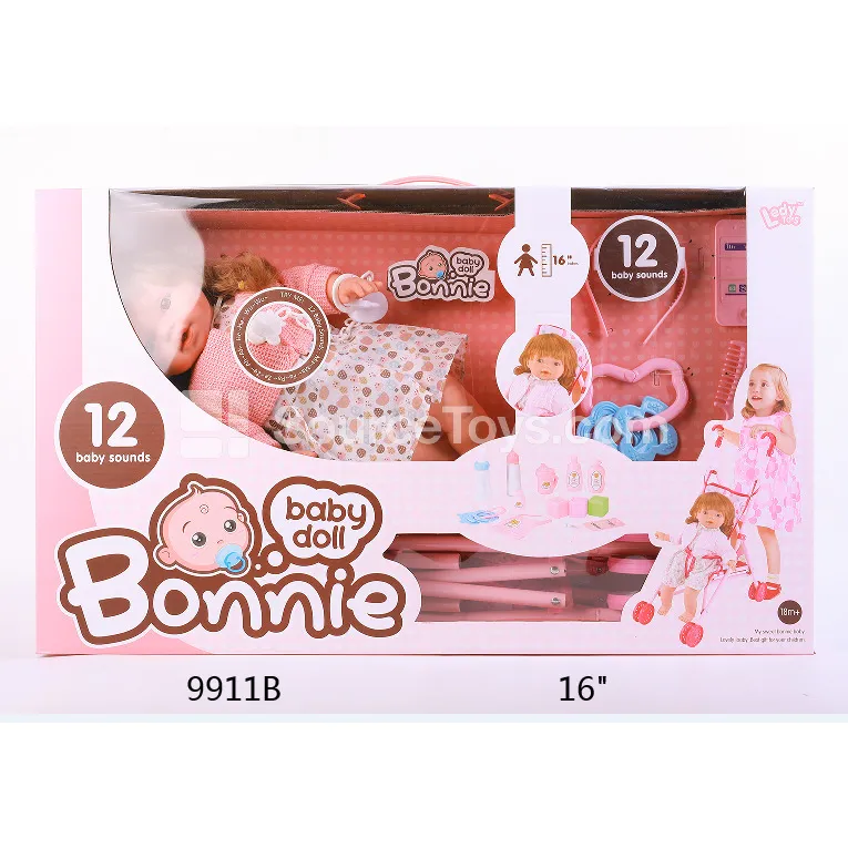 16-inch Vinyl Doll with Pacifier Chain and Metal Stroller 16-inch Vinyl Doll with Pacifier Chain and Metal Stroller
