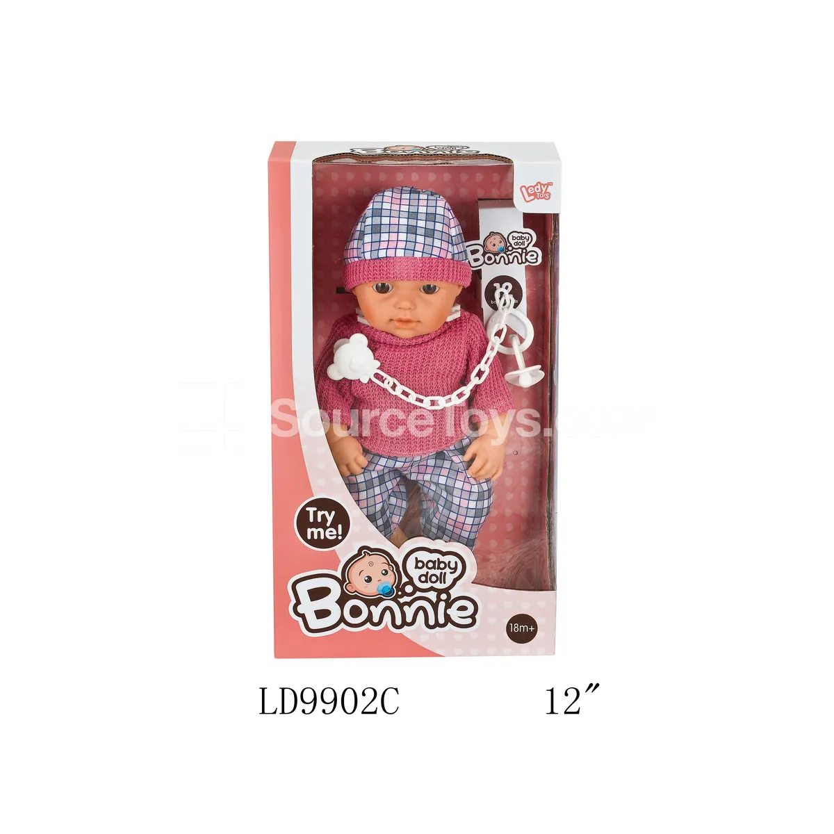 12-inch Realistic Vinyl Doll with 12 Sounds Pacifier Chain