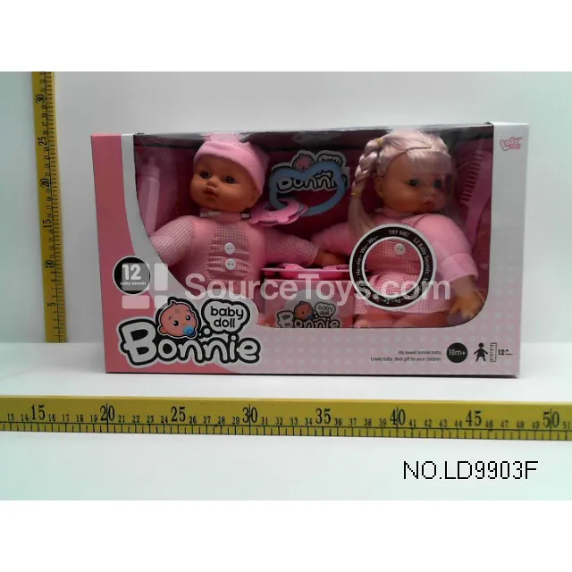 12-inch Vinyl Figure Doll with 12 Sounds, Filled Cotton, 2-Pack with Accessories