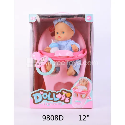 12-inch Vinyl Doll with Feeding Chair & Bottle