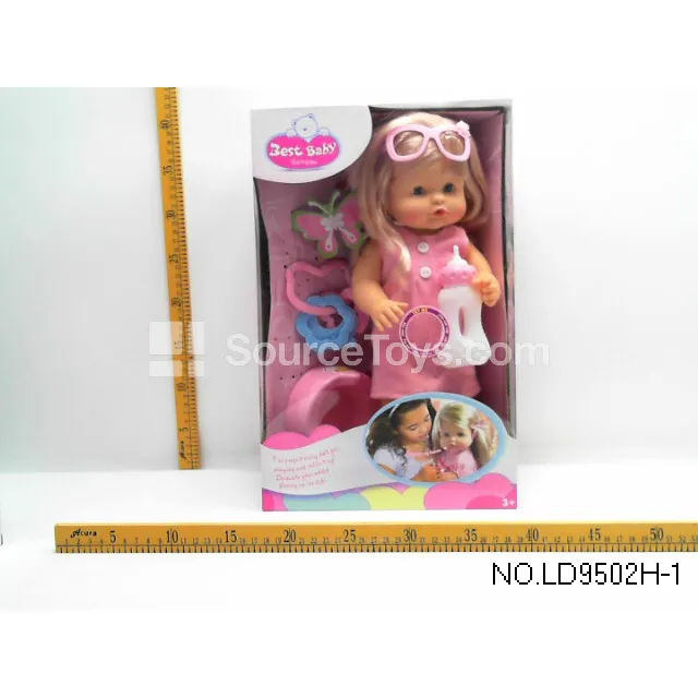 Vinyl Doll 16 inch Pink Dress with Potty and Rattle