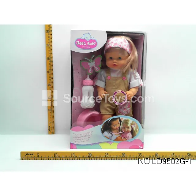 16-inch Vinyl Fashion Doll with Long Hair, White T-Shirt, Overalls, and Accessories